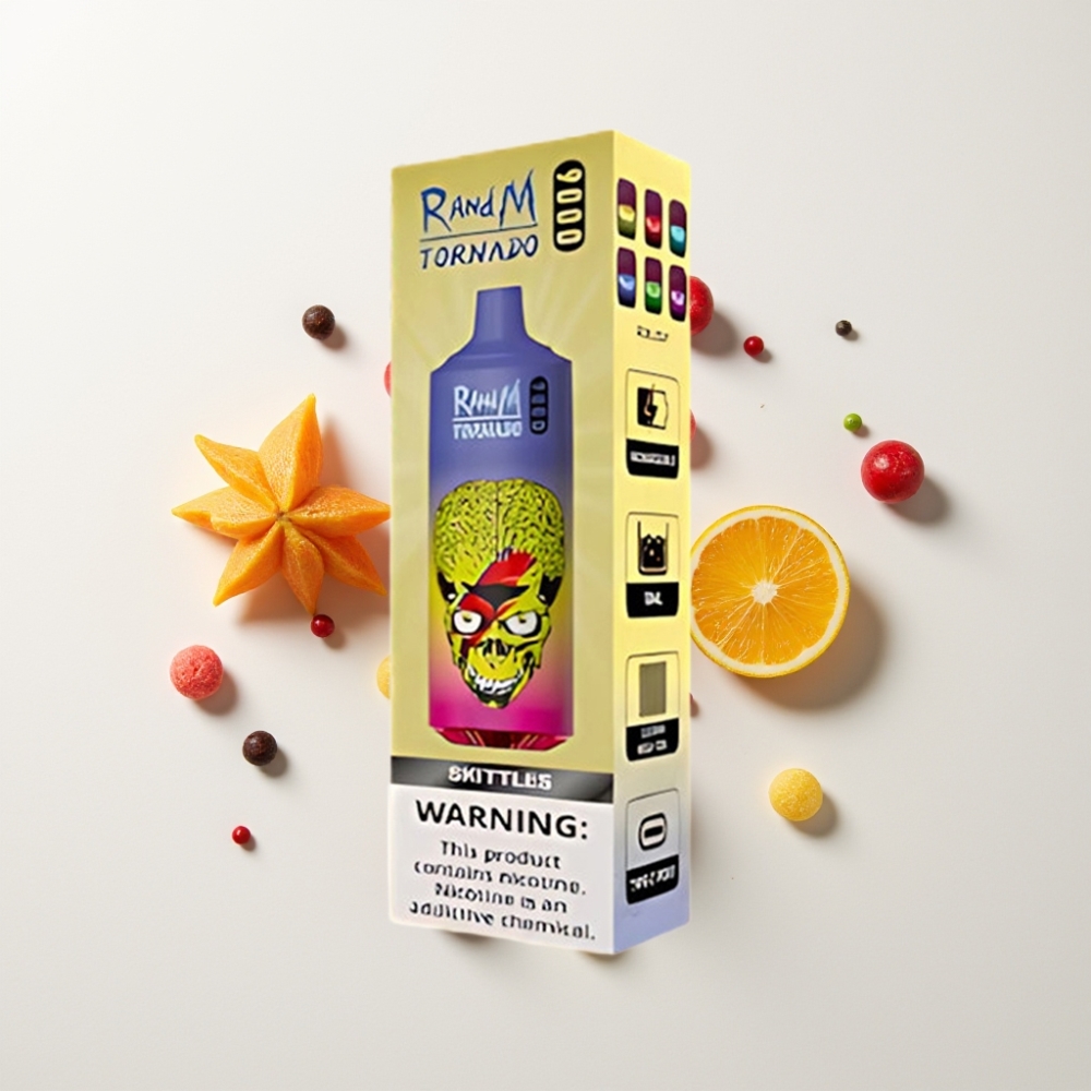 RandM Tornado 9000 Puffs Boxos E-cigaretta (850 mAh, 18 mL, Mesh Coil, Skittles Íz)