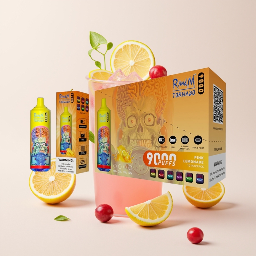 RandM Tornado 9000 Puffs Disposable Vape Rózsaszín Limonádé (850 mAh, 18 mL, Mesh Coil)