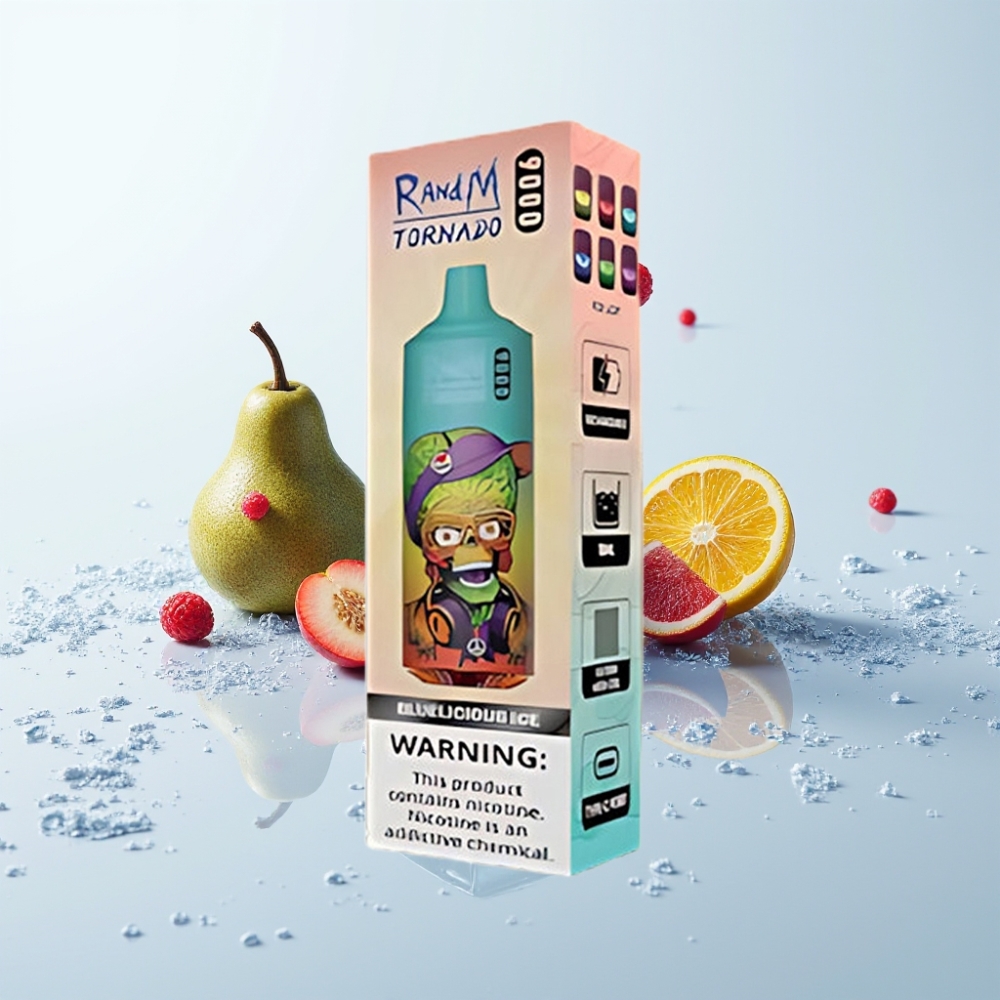 RandM Tornado 9000 Puffs Újratölthető 850 mAh 18 mL Mesh Coil RGB Képernyő Bluelicious Ice