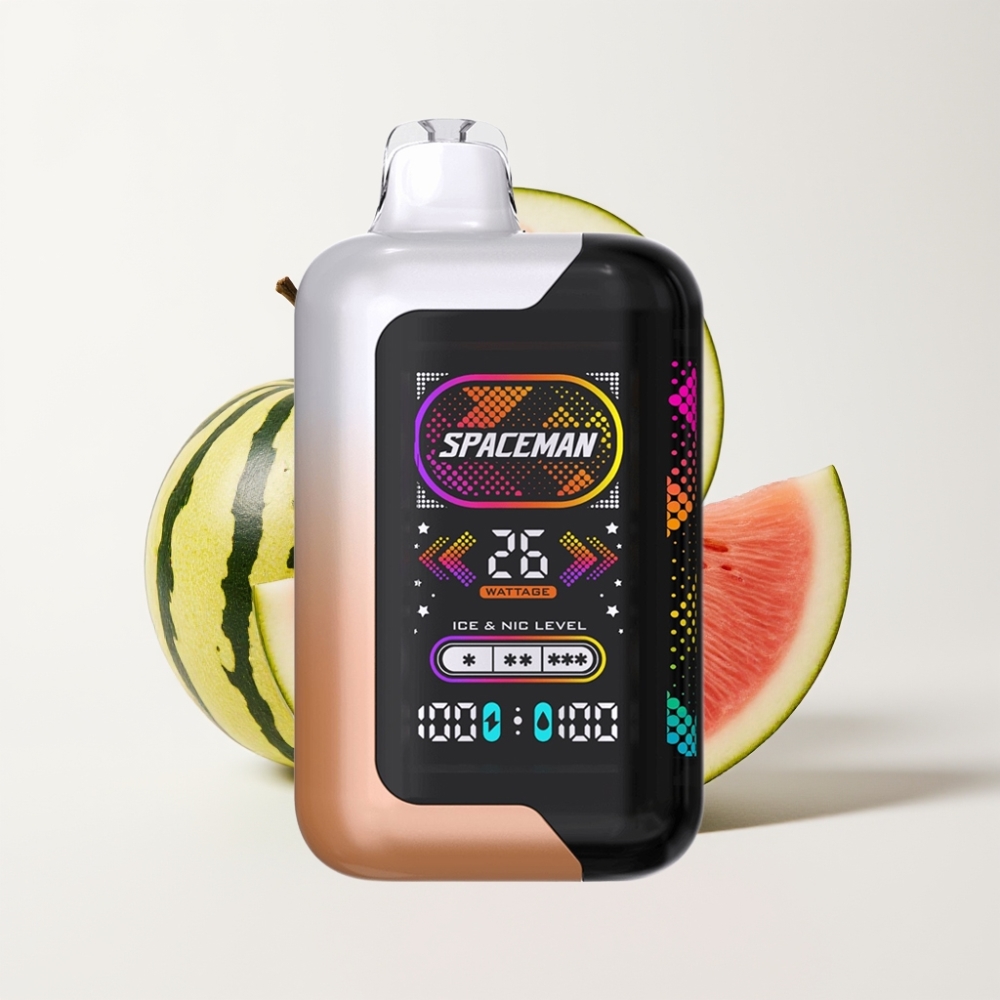 Spaceman SP40000 Zero Nikotin Eldobható Vape - 20ml, 1000mAh, 40000 Száj, 4 Jégfokozat, Juicy Peach Watermelon (Lédús Őszibarack-Görögdinnye)