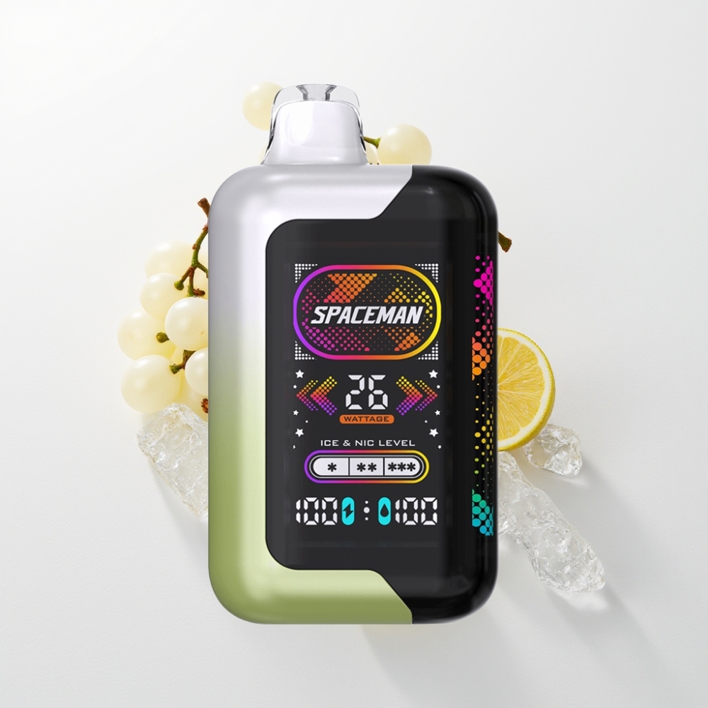 Spaceman SP40000 Zero Nikotin Eldobható Vape Fehér Szőlő Jég 20ml 1000mAh